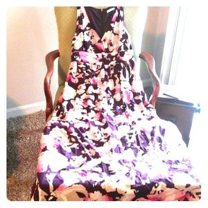 Dark Purple/Fuchsia/White Floral Maxi Dress